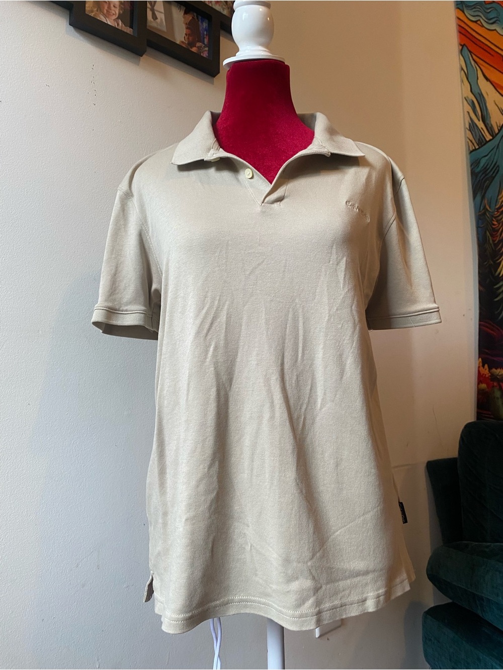 Calvin Klein Beige Short-Sleeve Polo - Neutral Tone